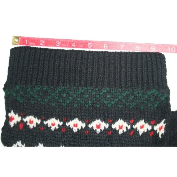 Ralph Lauren Rugby Scarf Wool Blend Snowflake Fair Isle Black Classic Preppy - Picture 7 of 7